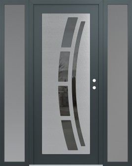 Diamond C12 64" x 80" anthracite/anthracite mirrored Glass Panel stainless steel LHI with 2 Sidelites frosted Glass