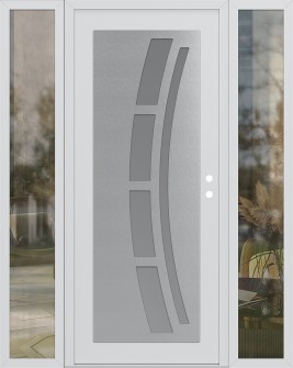 Diamond C12 60" x 80" white/white frosted Glass Panel stainless steel LHI with 2 Sidelites clear Glass