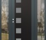 Modern Steel Front Door Diamond C5 64" x 80" anthracite/anthracite frosted Glass Panel black RHI with 2 Sidelites clear Glass