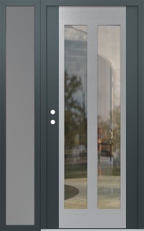 Diamond C14 52" x 80" anthracite/anthracite clear Glass Panel stainless steel RHI with Sidelite frosted Glass