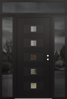 Diamond D8 68" x 96" black/black clear Glass Panel black LHI with 2 Sidelites and Transom mirrored Glass