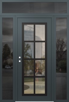 Diamond C16 60" x 96" anthracite/anthracite clear Glass Panel black RHI with 2 Sidelites and Transom mirrored Glass