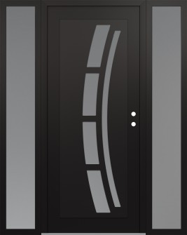 Diamond C12 64" x 80" black/white frosted Glass Panel black LHI with 2 Sidelites frosted Glass