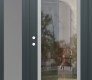 Modern Steel Front Door Diamond C1 48" x 80" anthracite/anthracite clear Glass Panel stainless steel RHI with Sidelite frosted Glass