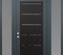 Modern Steel Front Door Diamond C11 68" x 96" anthracite/anthracite mirrored Glass Panel black RHI with 2 Sidelites and Transom frosted Glass