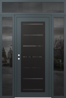 Diamond C11 68" x 96" anthracite/anthracite mirrored Glass Panel black RHI with 2 Sidelites and Transom mirrored Glass