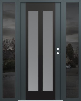 Diamond C14 68" x 80" anthracite/anthracite frosted Glass Panel black LHI with 2 Sidelites mirrored Glass