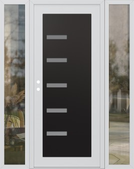 Diamond C8 68" x 80" white/white frosted Glass Panel black RHI with 2 Sidelites clear Glass