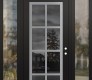 Modern Steel Front Door Diamond C16 64" x 96" black/black mirrored Glass Panel stainless steel LHI with 2 Sidelites and Transom clear Glass