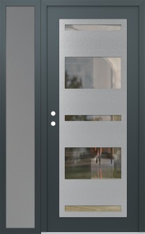 Diamond C10 52" x 80" anthracite/anthracite clear Glass Panel stainless steel RHI with Sidelite frosted Glass