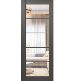 Avon 5 Lite Clear Vetro Gray Matte Single Doors