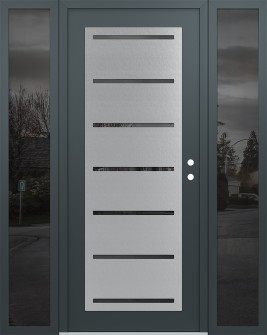 Diamond C11 68" x 80" anthracite/anthracite mirrored Glass Panel stainless steel LHI with 2 Sidelites mirrored Glass