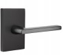 Modern Steel Front Door EMTEK HELIOS LEVER WITH MODERN RECTANGULAR ROSETTE PRIVACY LH FLAT BLACK (US19) 5212