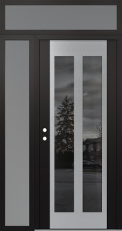 Diamond C14 52" x 96" black/black mirrored Glass Panel stainless steel RHI with Sidelite and Transom frosted Glass