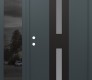 Modern Steel Front Door DIAMOND A6 52" X 80" ANTHRACITE/ANTHRACITE FROSTED GLASS PANEL BLACK RHI WITH SIDELITE MIRRORED GLASS