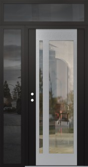 Diamond C15 48" x 96" black/black clear Glass Panel stainless steel RHI with Sidelite and Transom mirrored Glass