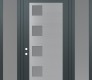 Modern Steel Front Door Diamond C5 64" x 96" anthracite/anthracite frosted Glass Panel stainless steel RHI with 2 Sidelites and Transom frosted Glass