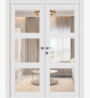 Palladio 3 Lite Clear Vetro Bianco Noble Double doors