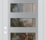 Modern Steel Front Door Diamond C9 36" x 96" white/white clear Glass Panel stainless steel RHI with Transom clear Glass