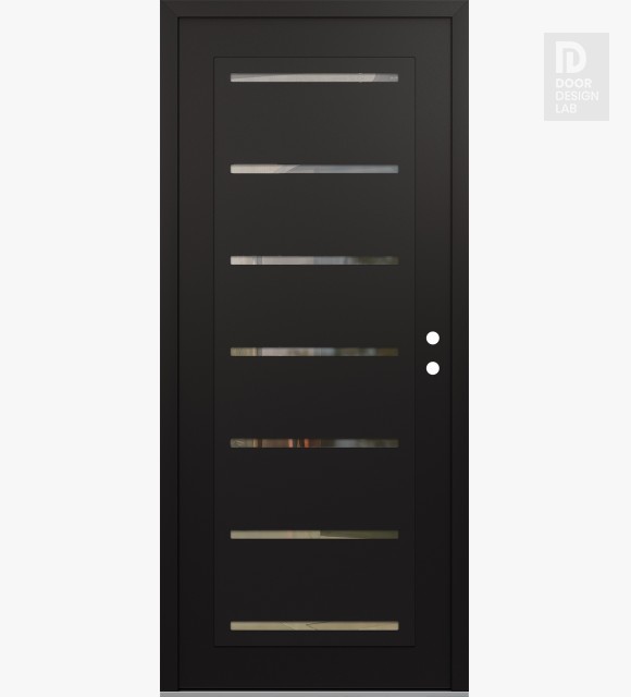 Modern Steel Front Door Diamond C11 36" x 80" black/black clear Glass Panel black LHI