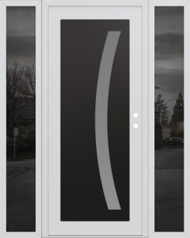 Diamond C4 64" x 80" white/white frosted Glass Panel black LHI with 2 Sidelites mirrored Glass