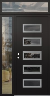 Diamond D1 50" x 96" black/black mirrored Glass Panel stainless steel RHI with Sidelite and Transom clear Glass