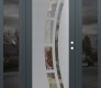 Modern Steel Front Door Diamond C12 68" x 80" anthracite/anthracite clear Glass Panel stainless steel LHI with 2 Sidelites mirrored Glass