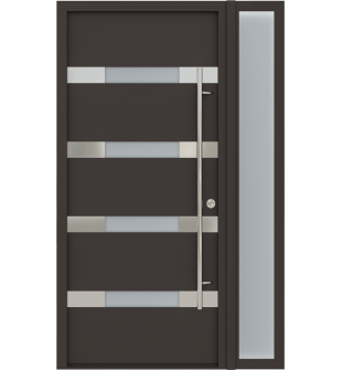 MODERN FRONT STEEL DOOR AURA BROWN/WHITE 49 1/4" X 81 11/16" LHI + SIDELITE RIGHT