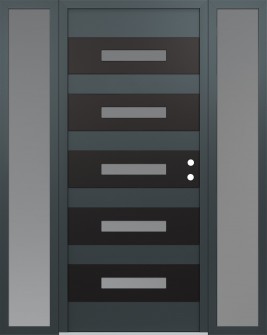 Diamond D9 60" x 80" anthracite/anthracite frosted Glass Panel black LHI with 2 Sidelites frosted Glass