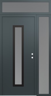 DIAMOND A11 52" X 96" ANTHRACITE/ANTHRACITE FROSTED GLASS PANEL BLACK LHI WITH SIDELITE AND TRANSOM FROSTED GLASS