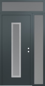 DIAMOND A11 52" X 96" ANTHRACITE/ANTHRACITE FROSTED GLASS PANEL STAINLESS STEEL LHI WITH SIDELITE AND TRANSOM FROSTED GLASS