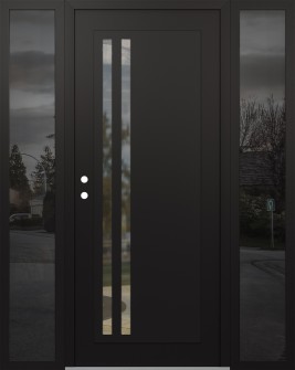 Diamond C6 64" x 80" black/black clear Glass Panel black RHI with 2 Sidelites mirrored Glass