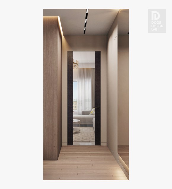 Avanti 202 Clear Vetro Black Apricot Modern Interior Frameless Door by Belldinni