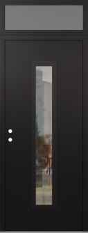 DIAMOND A11 36" X 96" BLACK/BLACK CLEAR GLASS PANEL BLACK RHI WITH TRANSOM FROSTED GLASS