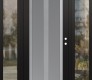 Modern Steel Front Door Diamond C14 68" x 80" black/white frosted Glass Panel stainless steel LHI with 2 Sidelites clear Glass