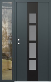 DIAMOND A10 48" X 80" ANTHRACITE/ANTHRACITE FROSTED GLASS PANEL BLACK RHI WITH SIDELITE CLEAR GLASS