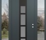 DIAMOND A10 60" X 96" ANTHRACITE/ANTHRACITE FROSTED GLASS PANEL BLACK RHI WITH 2 SIDELITES AND TRANSOM CLEAR GLASS