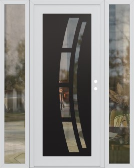 Diamond C12 64" x 80" white/white clear Glass Panel black LHI with 2 Sidelites clear Glass