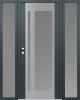 Diamond C15 60" x 80" anthracite/anthracite frosted Glass Panel stainless steel RHI with 2 Sidelites frosted Glass