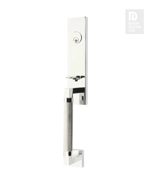 EMTEK HERCULES KNURLED MONOLITHIC DOUBLE CYLINDER KEYD 4228 POLISHED CHROME US26 for Steel Front Doors