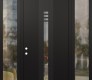 Modern Steel Front Door DIAMOND A5 68" X 96" BLACK/BLACK CLEAR GLASS PANEL BLACK RHI WITH 2 SIDELITES AND TRANSOM CLEAR GLASS
