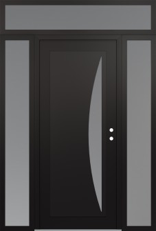 Diamond C13 60" x 96" black/white frosted Glass Panel black LHI with 2 Sidelites and Transom frosted Glass