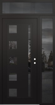 Diamond C3 52" x 96" black/black mirrored Glass Panel black LHI with Sidelite and Transom mirrored Glass
