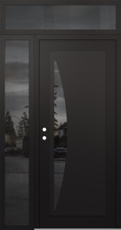 Diamond C13 48" x 96" black/black mirrored Glass Panel black RHI with Sidelite and Transom mirrored Glass