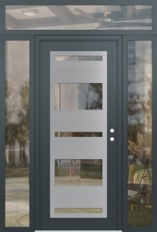 Diamond C10 68" x 96" anthracite/anthracite clear Glass Panel stainless steel LHI with 2 Sidelites and Transom clear Glass