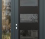 Modern Steel Front Door Diamond C2 50" x 96" anthracite/anthracite mirrored Glass Panel black RHI with Sidelite and Transom clear Glass