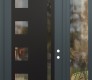 Modern Steel Front Door Diamond C3 52" x 96" anthracite/anthracite clear Glass Panel black LHI with Sidelite and Transom clear Glass