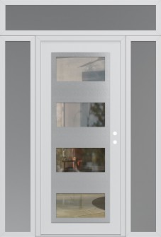 Diamond C2 64" x 96" white/white clear Glass Panel stainless steel LHI with 2 Sidelites and Transom frosted Glass