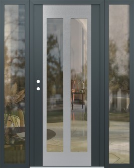 Diamond C14 60" x 80" anthracite/anthracite clear Glass Panel stainless steel RHI with 2 Sidelites clear Glass