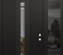 Modern Steel Front Door DIAMOND A3 50" X 96" BLACK/BLACK CLEAR GLASS PANEL BLACK LHI WITH SIDELITE AND TRANSOM MIRRORED GLASS